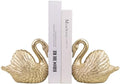 Swan Decorative Bookends,Resin Book Ends for Shelves,Unique Gold Book Holders,Heavy Duty Swan Decor for Home Office Desk Bookshelf,Set of 2,Gifts for Anniversary by Kakizzy