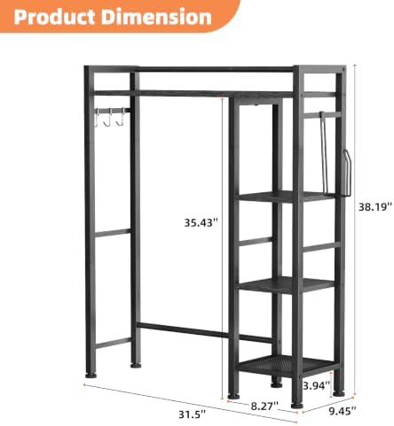 Over The Toilet Storage with Side Rack, 4-Tier Over Toilet Storage Rack with Thick Wood Top Shelf & 3 Small Side Shelves, Freestanding Bathroom Organizer for Bathroom, Laundry, Balcony (Black) - Image 2