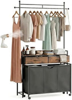 Mondeer 150L Laundry Sorter with Hanging Rack, 3 Compartments, 2 Drawers - Image 2