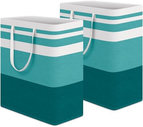 HomeHacks 2 Pack Large Laundry Baskets, Laundry Hampers Bags (Green 100Lx2) by HomeHacks