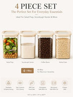 Square Glass Pantry Storage Containers with Glass Lids 4pcs 40fl.oz - Image 3
