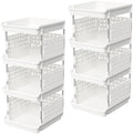 Lifewit 4 Tier Plastic Stackable Storage Baskets for Clothes 2 Pack, White by Lifewit