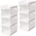 Lifewit 4 Tier Plastic Stackable Storage Baskets for Clothes 2 Pack, White by Lifewit