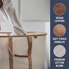 CleverMade Collapsible Laundry Baskets, 50L LUXE Tote 2 Pack, Cream - Image 4