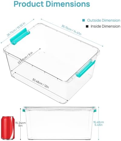 Vtopmart 2 Pack 12 Qt Clear Craft Storage Bins with Lids and Latches - Image 2
