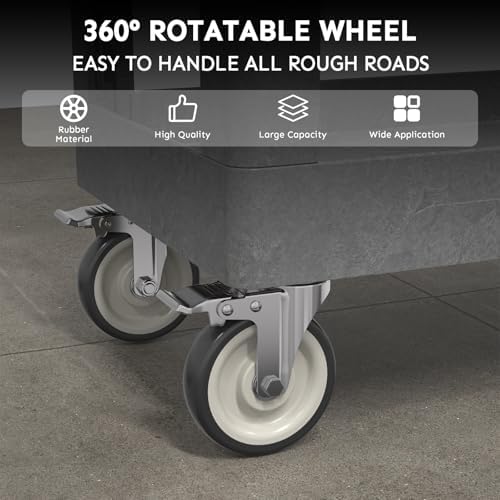 Plastic Utility Cart on Wheels, 34 x 17 Inch Rolling Service Cart-Gray - Image 5