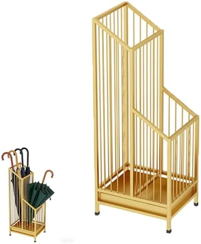 Gold Umbrella Stand with Drip Tray, No Assembly Required, Minimalist Luxury Indoor Umbrella Holder, Space‑Saving & Easy to Clean for Entryway, Living Room, Hotel by Unknown