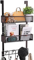 Consumest Over The Door Hooks Organizer - 3 Tier Door Hanger with 9 Coat Hooks & 2 Mesh Basket, Back Storage Organizer Hanging Towels for Bathroom, Bedroom, Bronze by Consumest