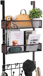 Consumest Over The Door Hooks Organizer - 3 Tier Door Hanger with 9 Coat Hooks & 2 Mesh Basket, Back Storage Organizer Hanging Towels for Bathroom, Bedroom, Bronze by Consumest