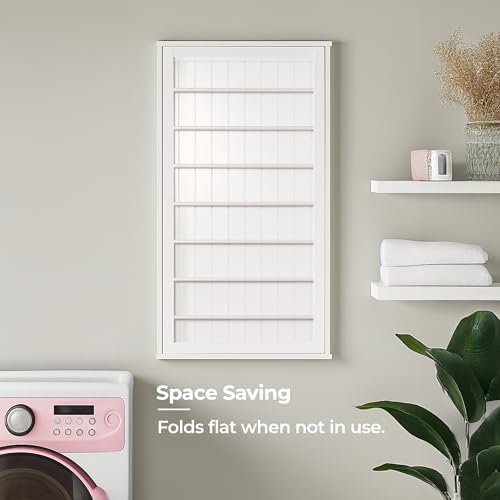 Honey-Can-Do Wall-Mount Wooden Clothes Drying Rack, 30 lb, White - Image 6