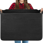 OIASKET 118L Extra Large Blanket Basket Living Room, 24.8"x17.7"x16.2" by OIASKET