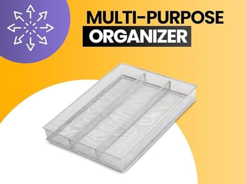 YBM Home Stainless Steel Silverware Tray Organizer for Kitchen Utensils, In-Drawer Cutlery Tray Mesh Utensil Drawer Organizer with 6 Compartments for Kitchen and Office - Image 6