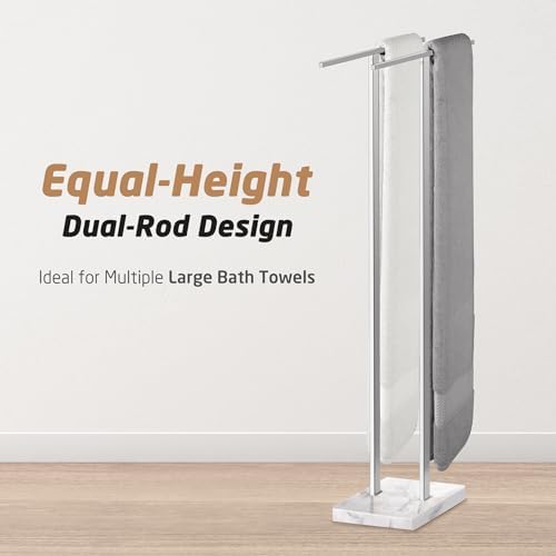 KES Standing Towel Rack, 37" H, 18/8 Stainless Steel & Marble Base Polished - Image 3