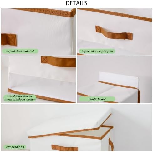 Large Fabric Storage Bins with Lid for Closet and Shelves, 4 Pack - Image 5