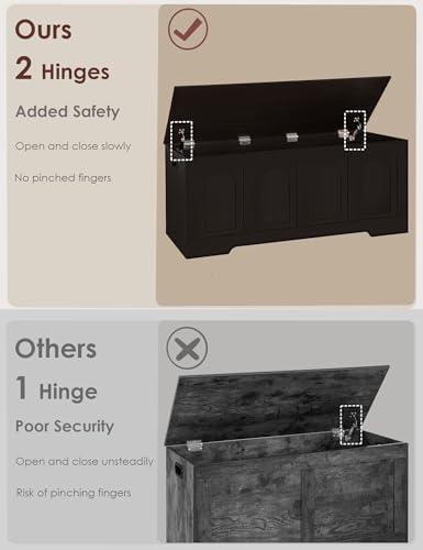 DINZI LVJ Storage Chest, Wooden Toy Box, Espresso 47.2" L - Image 4