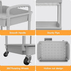 5 Tier Rolling Utility Cart with Handle,REBECAT Utility Cart Made of Multifunctional Storage Organizer Tool for Kitchen,Bathroom,Living Room,Office(Gray) - Image 2