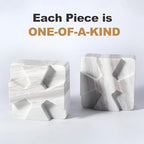Decorative Square Marble Bookends for Heavy Books – Unique Book Ends for Shelves – Modern Aesthetic Book Holder/Stopper with Non-Slip Pads for Chic Home, Office, or Library Decor, Volakas - Image 2