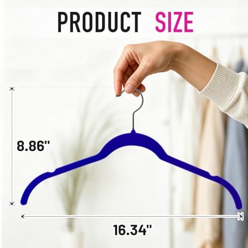 Velvet Hangers 30 Pack, Non-Slip Slim Felt Clothes Hangers, Navy Blue - Image 3