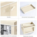 Homsorout Storage Boxes with Lids - 4 Pack Fabric Clear Window Storage Bins, Large Decorative Storage Bins with Handles, Linen Closet Organizer for Clothes, Towel, Blanket, Beige - Image 5