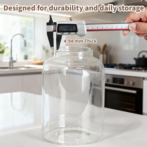 77L 2 PCS Large Glass Food Storage Jars with Airtight Lids, 4.2 Qt Wide Mouth Glass Canister Set for Pantry, Rice, Flour, Sugar, Cereal & Coffee - Image 4