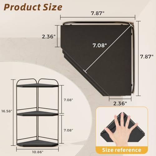 2 Pack Corner Bathroom Counter Organizer, 3-Tier Wood Countertop Organizer - Image 2