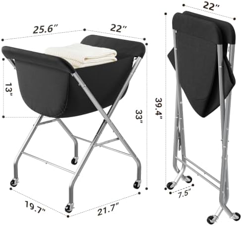 ELYKEN Laundry Basket with Wheels, Collapsible Laundry Hamper, Black - Image 3