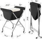 ELYKEN Laundry Basket with Wheels, Collapsible Laundry Hamper, Black - Image 3