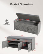 Amada 39.4" Shoe Storage Bench, Entryway Bench with Cushioned Seat, Gray - Image 2