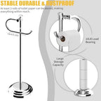 BESy Toilet Paper Holder Floor Stand, Bathroom Freestanding Chrome - Image 4