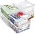 Plastic Storage Bags with Easy-Glide Zipper, Pack of 6, Durable Clear Vinyl Zippered Storage Bags for Clothes Sweaters Comforters Blankets Sheets Bedding (25 x 21 x 11 Inch, Transparent White) by Kikerike