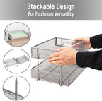 Mind Reader 2-Tier Stackable Paper Tray, Desktop Organizer for Letter-Size Documents, Office File Storage, Metal Mesh, Set of 2, Silver - Image 4