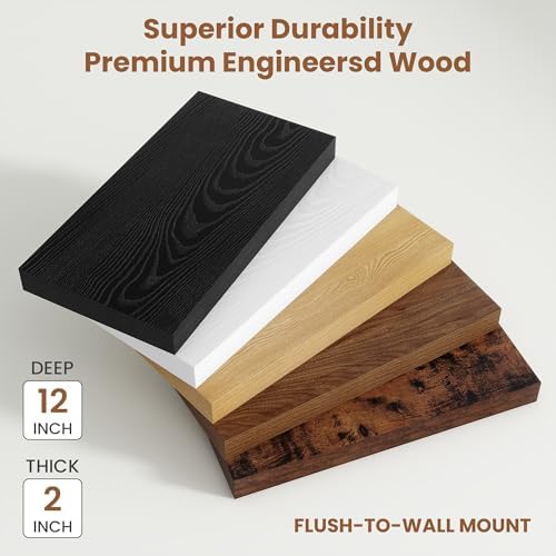Vivelove 12" Deep Floating Shelves 24x12” Set of 2, Oak - Image 4