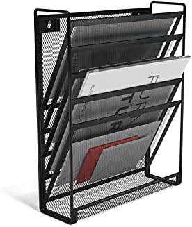 TRU RED Mesh Letter Wall File, 5-Pocket Hanging Organizer, Black by TRURED