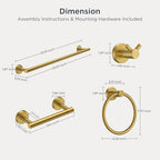 FORIOUS Bathroom Accessories, 4-Piece Bathroom Hardware Set - 24" Towel Bar - Image 2