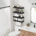 QEEIG Bathroom Floating Shelves Over Toilet (Black, Set of 3, 15.7") - Image 4