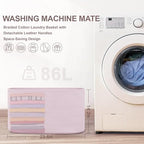 86L Large Woven Laundry Basket Hamper with Handles, Pink - Image 6