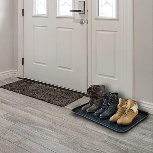 All Weather Boot Tray – Set of 2 Large Water-Resistant Plastic Utility Shoe Mat for Indoor and Outdoor Use in All Seasons by Stalwart (Black) - Image 2