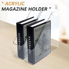 Magazine Holder, 2 Pack Acrylic Magazine File Holder,A4 Vertical File Organizer with Handle for Desk,Clear Document Rack File Folder Storage Bin - Image 6