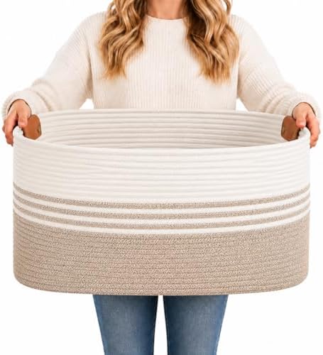 DOFASAYI Laundry Hamper with Handles, 72L Rope Laundry Basket, Light Brown by DOFASAYI