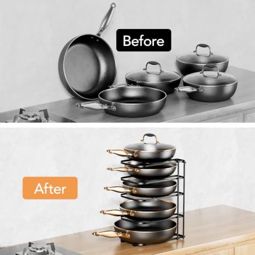 ORDORA 5-Tier Pot and Pan Organizer 13.6", No Assembly Cookware Rack 2-Pack - Image 6