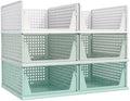 Pinkpum Green Boy Closet Organizers and Storage Stackable Plastic Drawer Basket for Clothing Stackable Storage Bins Shelf Storage Container for Rv Closet Wardrobe Bedroom Bathroom Playroom Man 6 Pack by Pinkpum