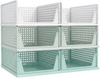Pinkpum Green Boy Closet Organizers and Storage Stackable Plastic Drawer Basket for Clothing Stackable Storage Bins Shelf Storage Container for Rv Closet Wardrobe Bedroom Bathroom Playroom Man 6 Pack by Pinkpum