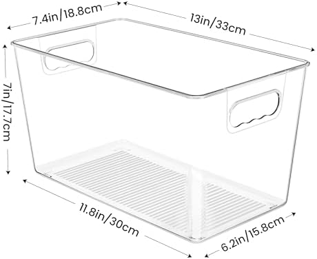 YIHONG 4 Pack Clear Storage Bins, Pantry Organizer Bins with Handle, XL - Image 2