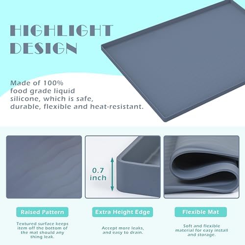URMONA Waterproof Silicone Under Sink Mat 37'' x 22'' Shelf Liner for Kitchen and Bathroom, Cabinet and Counter Protector, Storage and Organizers, Litter Mat, Pet Cat Puppy Essentials(Navy) - Image 3