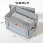 Homsorout Large Closet Storage Organizer - Clothes Storage Bins with Handles & Window, Collapsible Decorative Boxes with Lids, Fabric Containers for Living Room, Dorm, 5 Pack, Grey - Image 3