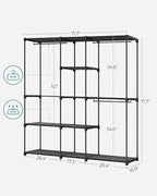 SONGMICS Portable Closet, Storage Organizer, 71.7 x 16.9 x 71.7 Inches - Image 6