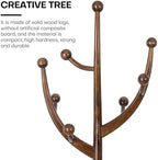 Bekrvio Wood Freestanding Coat Rack Coat Tree with Round Base, Walnut - Image 6
