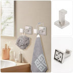NearMoon 5 Pieces Bathroom Hardware Set 304 Stainless Steel, Square Towel Rack Kit - 24" Towel Rod + Towel Ring + Toilet Paper Holder + 2 Robe Hooks, Wall Mounted Bath Accessories (Brushed Nickel) - Image 6