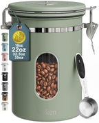Veken Coffee Canister with Window, Airtight Stainless Steel Container, 22OZ by Veken