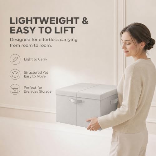 Foldable Storage Bins with Lids, Stackable Closet Organizers 2 Pack, Large - Image 7